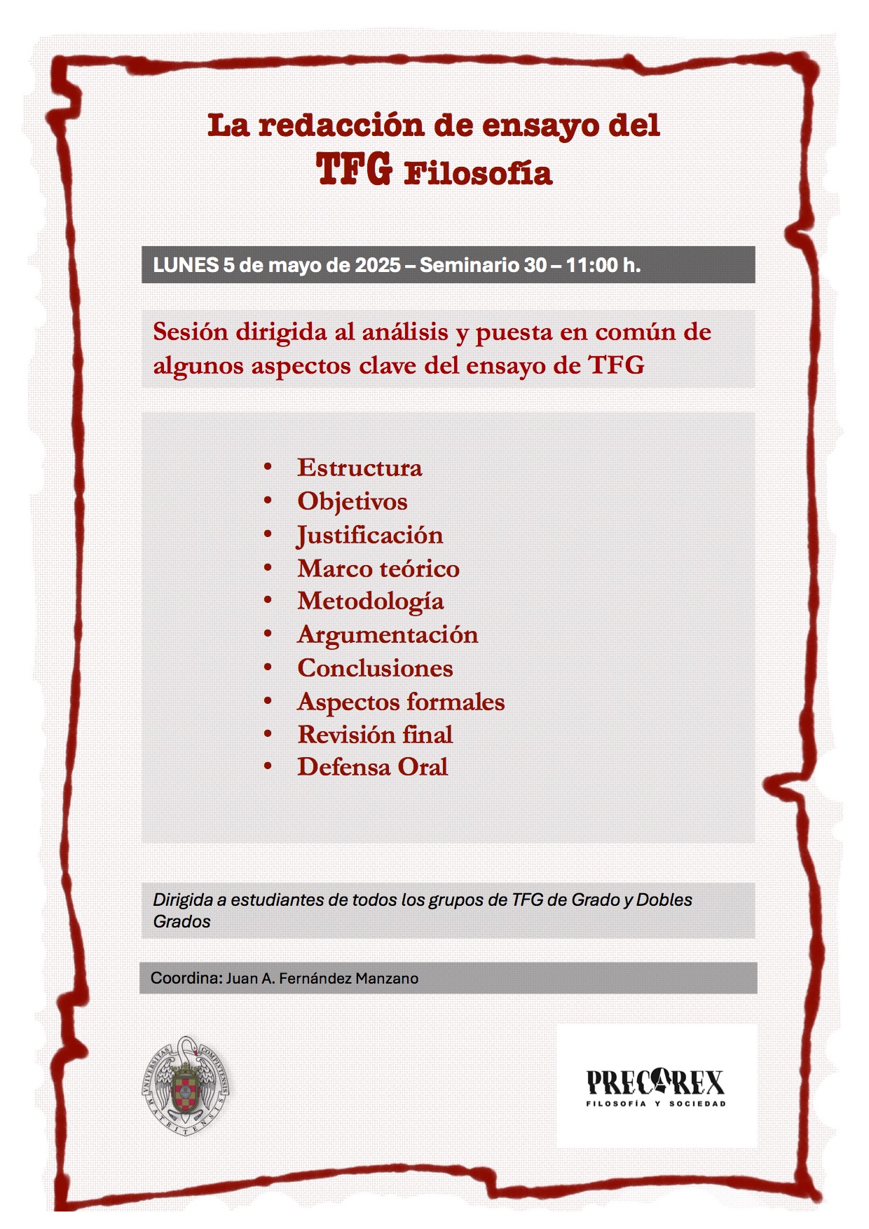 La redacción de ensayo del TFG Filosofía